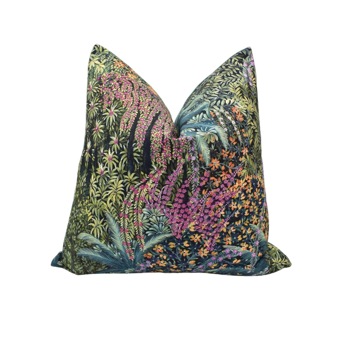 Cole & Son -  Cascade Linen Union - Teal and Viridian - Effervescent Radiant Foliage Designer Cushion Cover - Luxury Throw Pillow - Handmade.