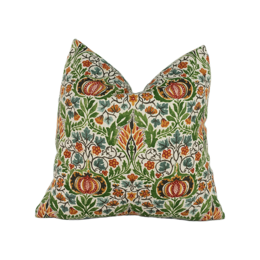 William Morris - Little Chintz - Olive / Ochre - Classic Morris Indian Inspired Pomegranate Designer Cushion Cover- Luxury Throw Pillow.