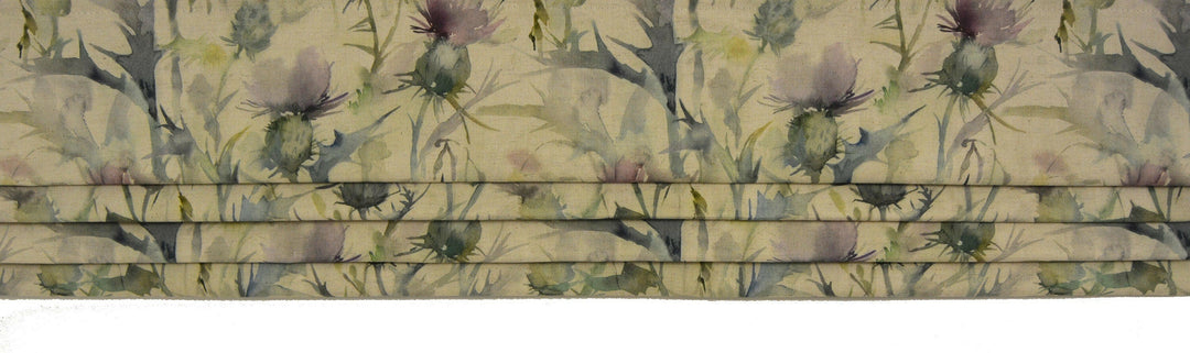 Voyage Decoration - Cirsium - Damson / Natural - Professionally Made Roman Blind.