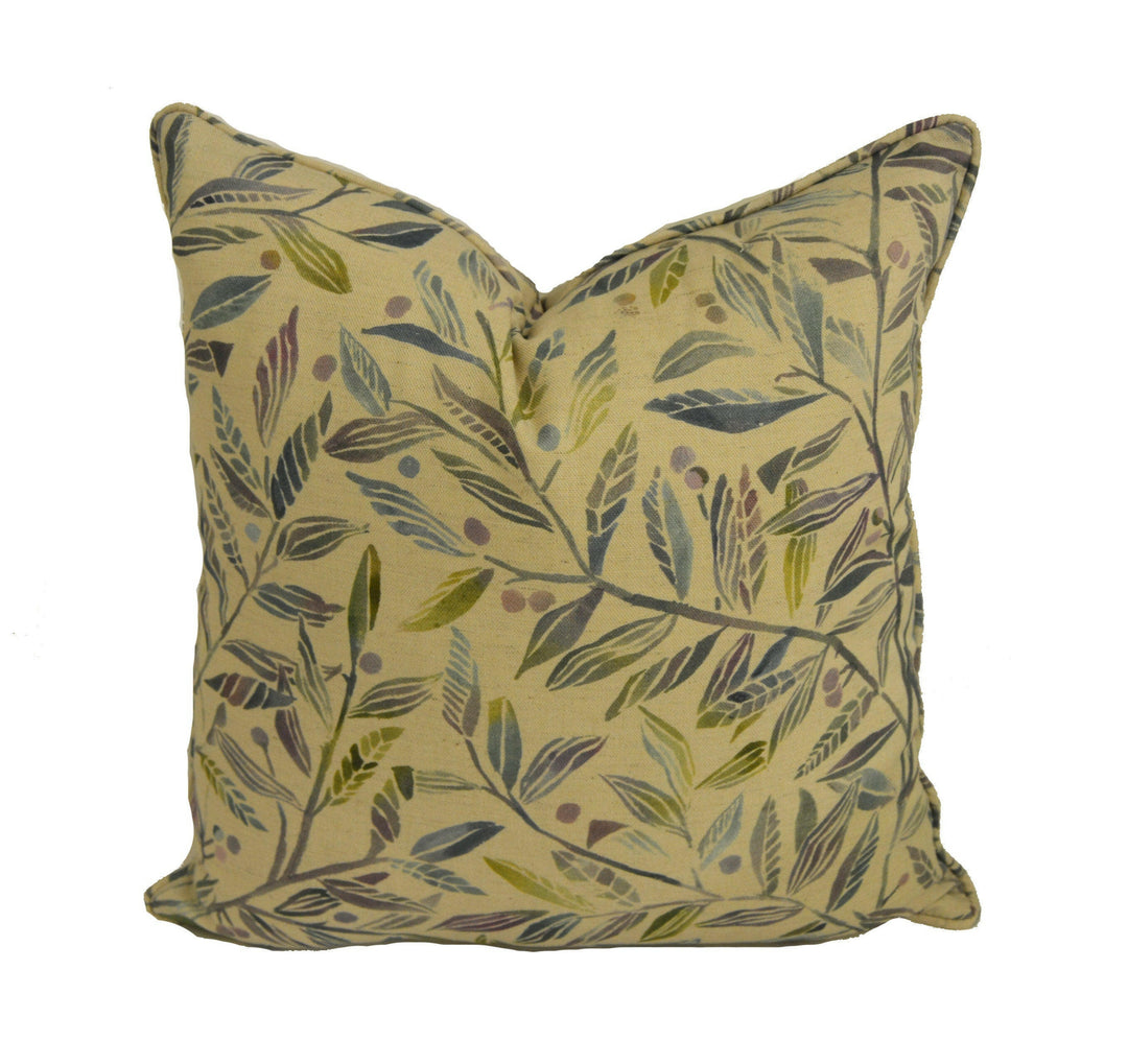 Voyage - Torquay - Skylark - Lovely Jewel Leaf Cushion Cover - Handmade Throw Pillow Designer Home Decor - Self-Piped Scatter Cushion.