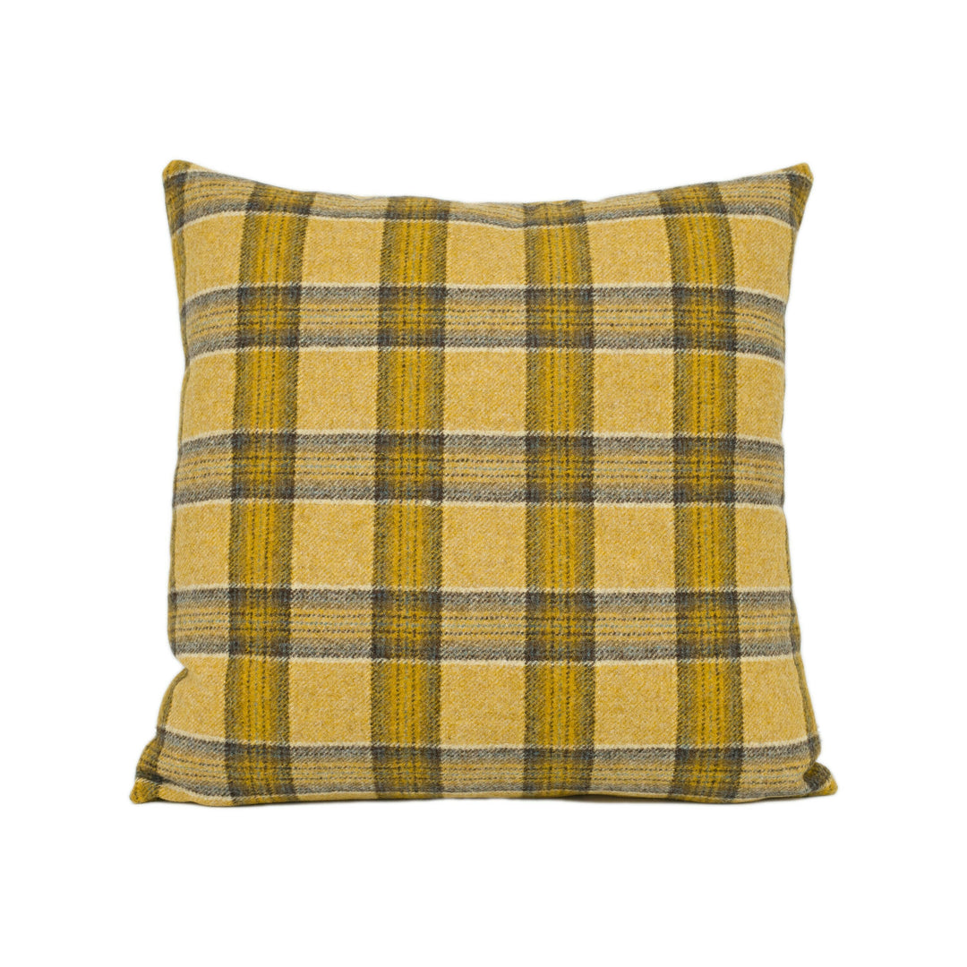 Abraham Moon - Dornoch - Gold - 100% Wool Cushion Cover - Designer Plaid Pillow Cover - Handmade Custom Abraham Moon Pillow.
