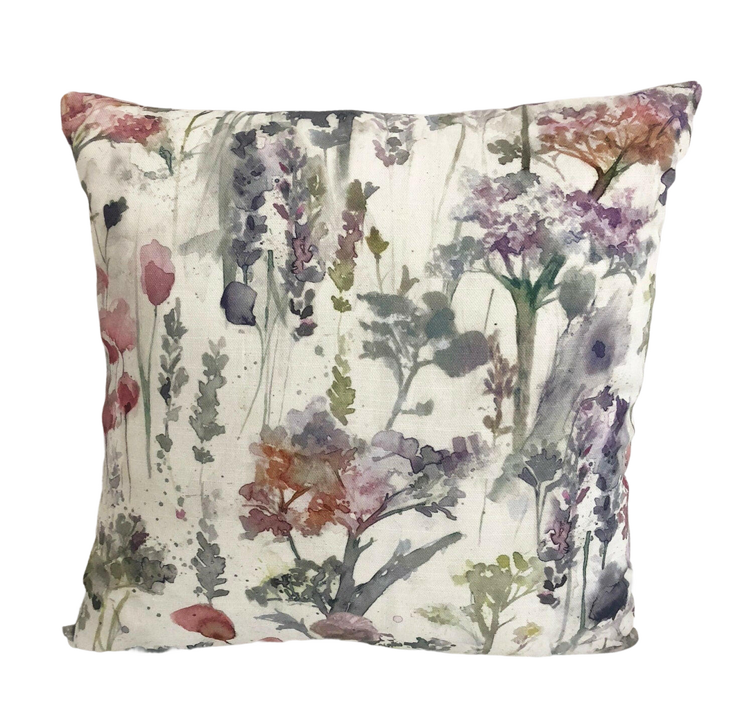 Voyage - Ilinizas - Coral - Elegant Watercolour Meadow Cushion Cover - Handmade Throw Pillow - Designer Home Decor.