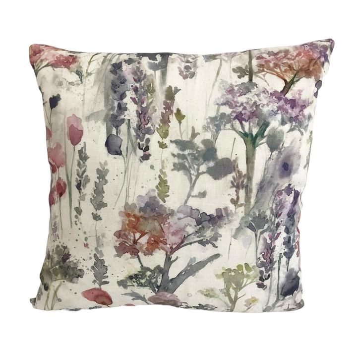 Voyage - Ilinizas - Coral - Elegant Watercolour Meadow Cushion Cover - Handmade Throw Pillow - Designer Home Decor.