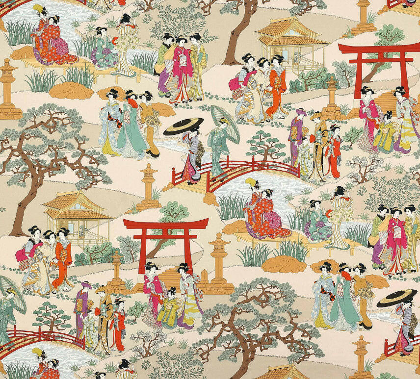 Manuel Canovas - Geishas - Fuchsia - Intricate Japanese Garden Designer Cushion Cover - Handmade Throw Pillow - Designer Home Decor.