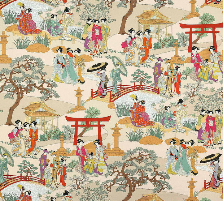 Manuel Canovas - Geishas - Fuchsia - Intricate Japanese Garden Designer Cushion Cover - Handmade Throw Pillow - Designer Home Decor.
