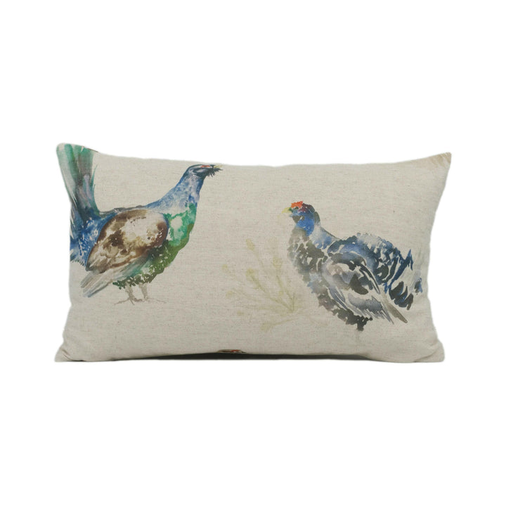 Voyage - Game Birds - Linen - Rustic Countryside Cushion Cover - Watercolour Bird Throw Pillow - Custom Linen Country Pillow Cover Handmade.