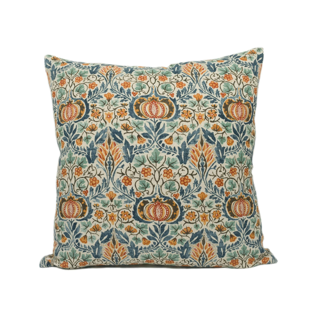 William Morris - Little Chintz - Teal / Saffron - Classic Morris Indian Inspired Pomegranate Designer Cushion Cover- Luxury Throw Pillow.