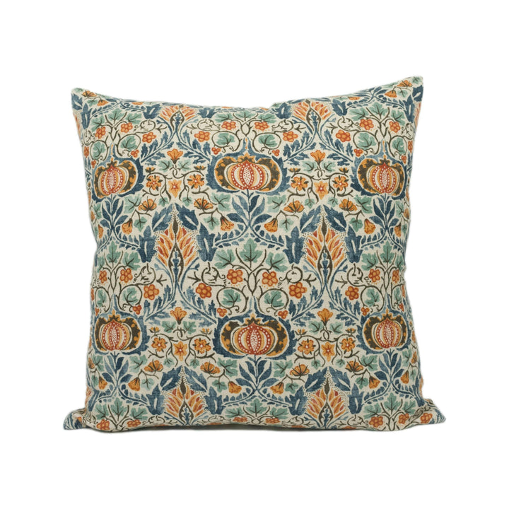 William Morris - Little Chintz - Teal / Saffron - Classic Morris Indian Inspired Pomegranate Designer Cushion Cover- Luxury Throw Pillow.