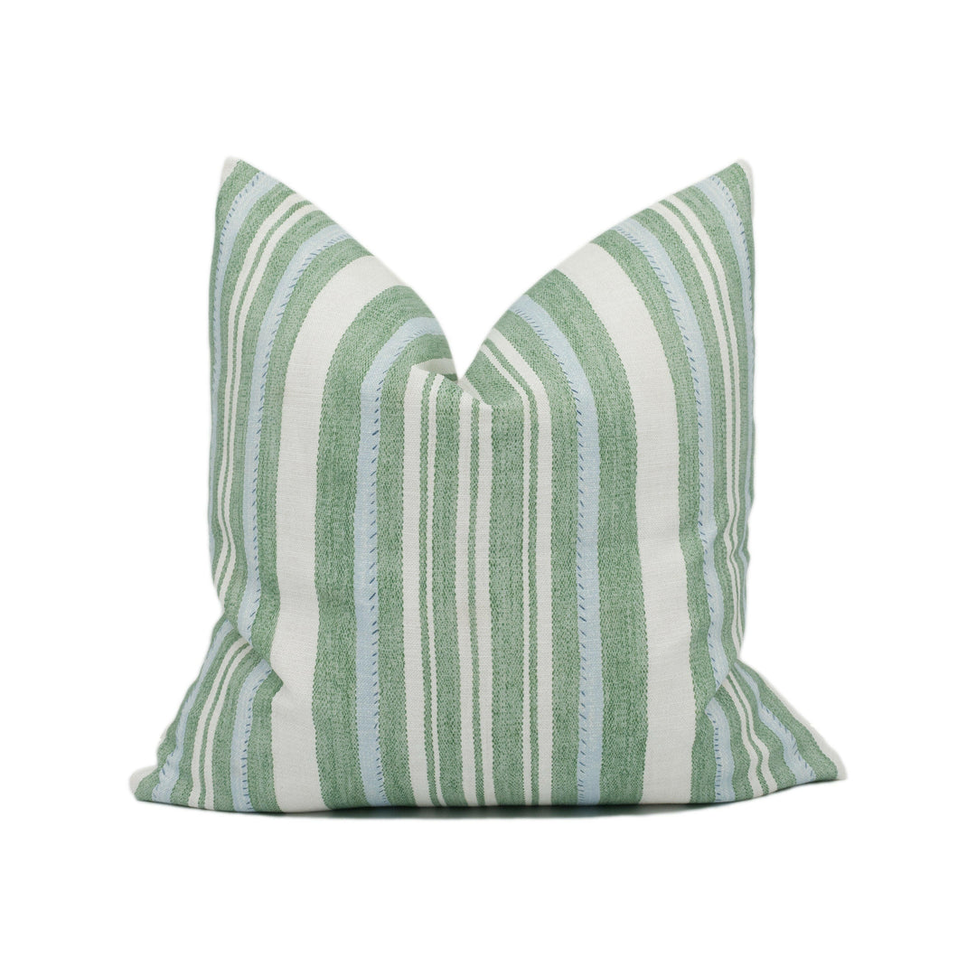 Jane Churchill - Tulsi Stripe - Green - Lively Modern Striped Cushion Cover - Handmade Throw Pillow - Designer Home Décor.