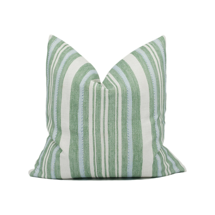 Jane Churchill - Tulsi Stripe - Green - Lively Modern Striped Cushion Cover - Handmade Throw Pillow - Designer Home Décor.