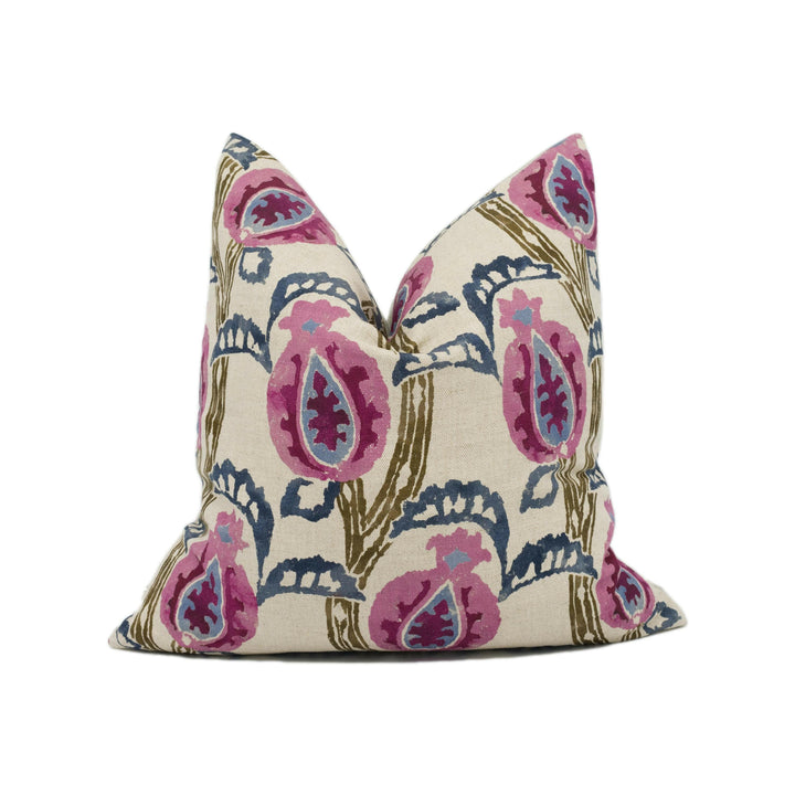 William Yeoward x Designers Guild - Malati - Mulberry - Floral Indian Pomegranate Designer Cushion Cover - Luxury Throw Pillow - Handmade.