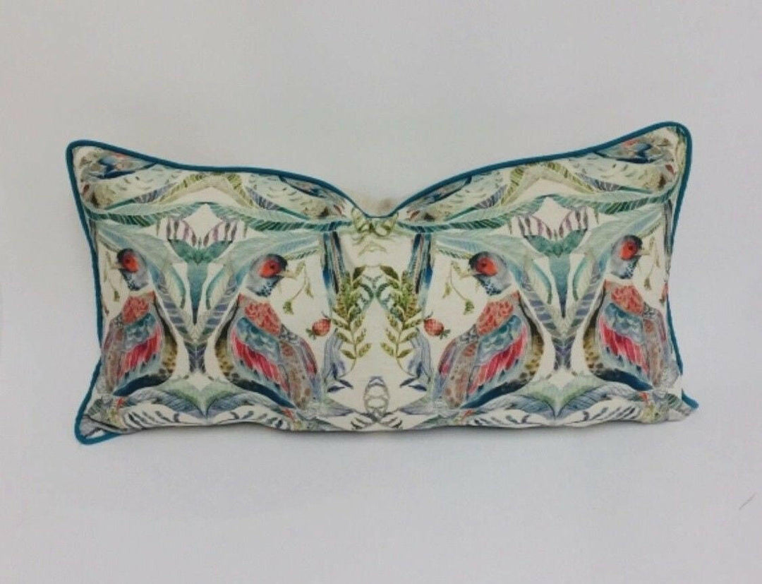 Voyage - Netherton - Pomegranate - Striking Watercolour Statement Cushion Cover Contrast Piped Throw Pillow Designer Home Decor.