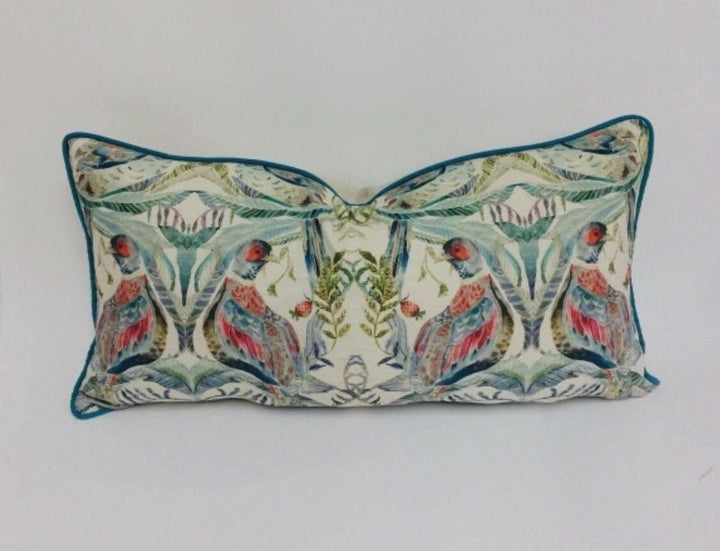 Voyage - Netherton - Pomegranate - Striking Watercolour Statement Cushion Cover Contrast Piped Throw Pillow Designer Home Decor.
