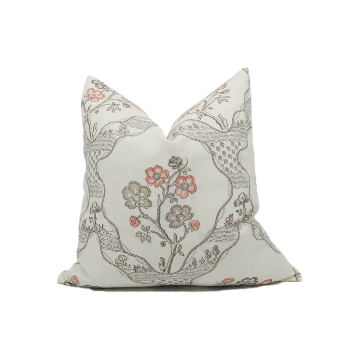 Schumacher - Marella - Rose - Charming Wavy Botanical Trellis Cushion Cover - Handmade Throw Pillow - Designer Home Décor.