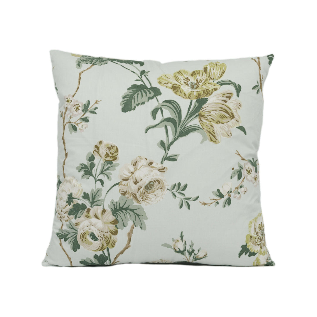 Schumacher - Betty Chintz - Celadon - Lush Floral Cushion Cover - Handmade Throw Pillow - Designer Home Décor.