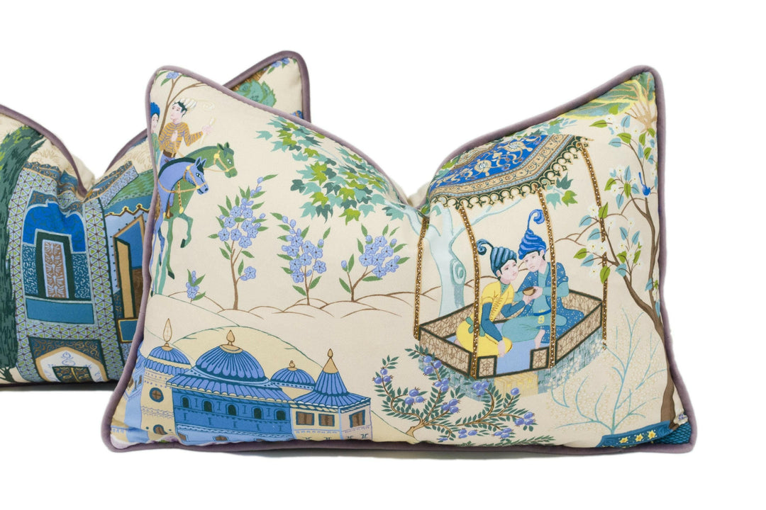 Manuel Canovas - Leyla - Ceylan - Contemporary Silk Road Inspired Designer Cushion Cover - Luxury Throw Pillow - Handmade Home Décor.