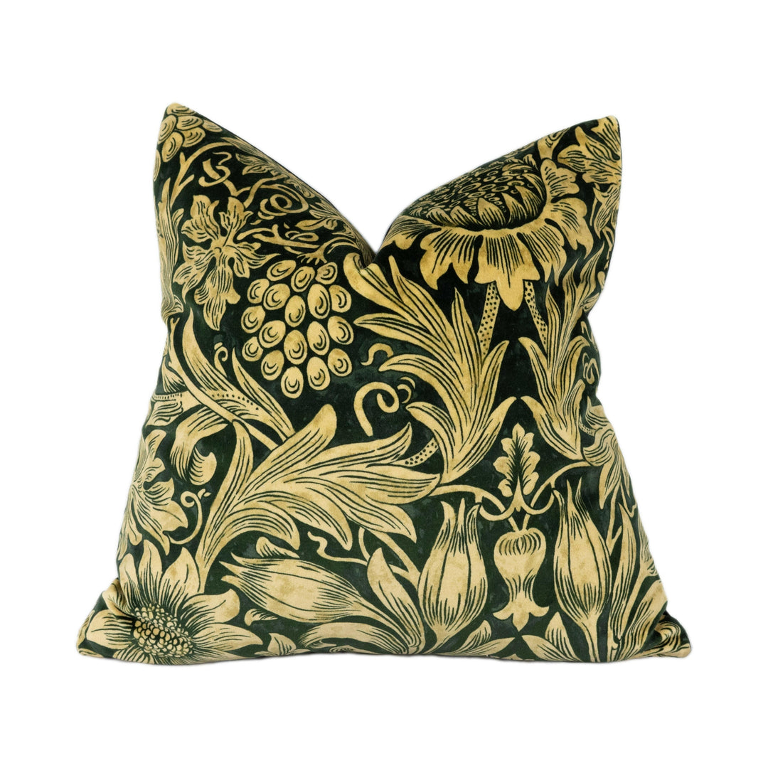 William Morris - Sunflower Velvet - Maple / Lichen - Cushion Cover Throw Pillow Designer Home Decor.