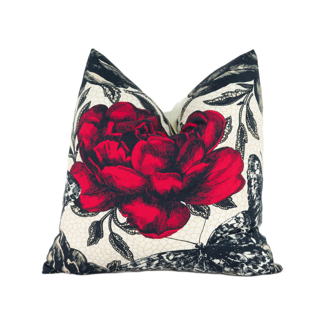 Clarke and Clarke - Papillon - Rouge - Stunning Designer Cushion Cover Home Decor Throw Pillow.