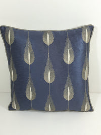 Thumbnail for Jane Churchill - Colefax & Fowler - Plato - Blue - Elegant Silk Feather Motif Cushion Cover - Handmade Throw Pillow Designer Home Decor