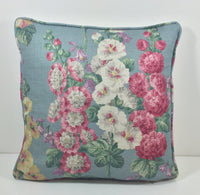 Thumbnail for Sanderson Fabric - 'Hollyhocks Petrol Blue/Multi - Linen Blend Made to Measure Curtains