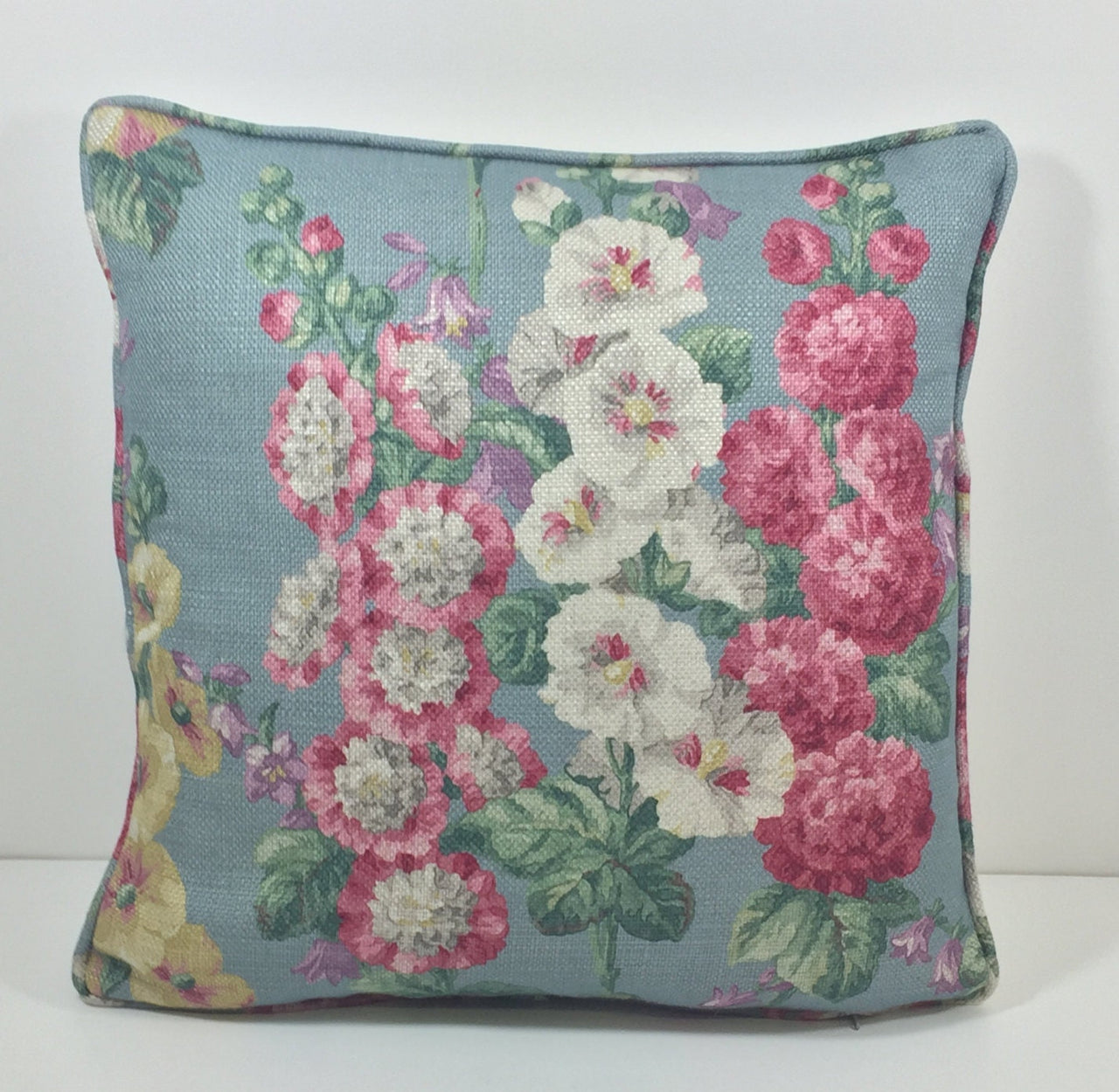 Sanderson - Hollyhocks - Petrol Blue / Multi - Stunning Designer Home Decor Cushion Cover Throw Pillow