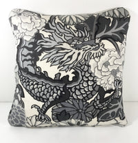 Thumbnail for Schumacher - Chiang Mai Dragon - Smoke - Art Deco Chinoiserie Designer Cushion Cover - Handmade Throw Pillow Luxury Home Decor