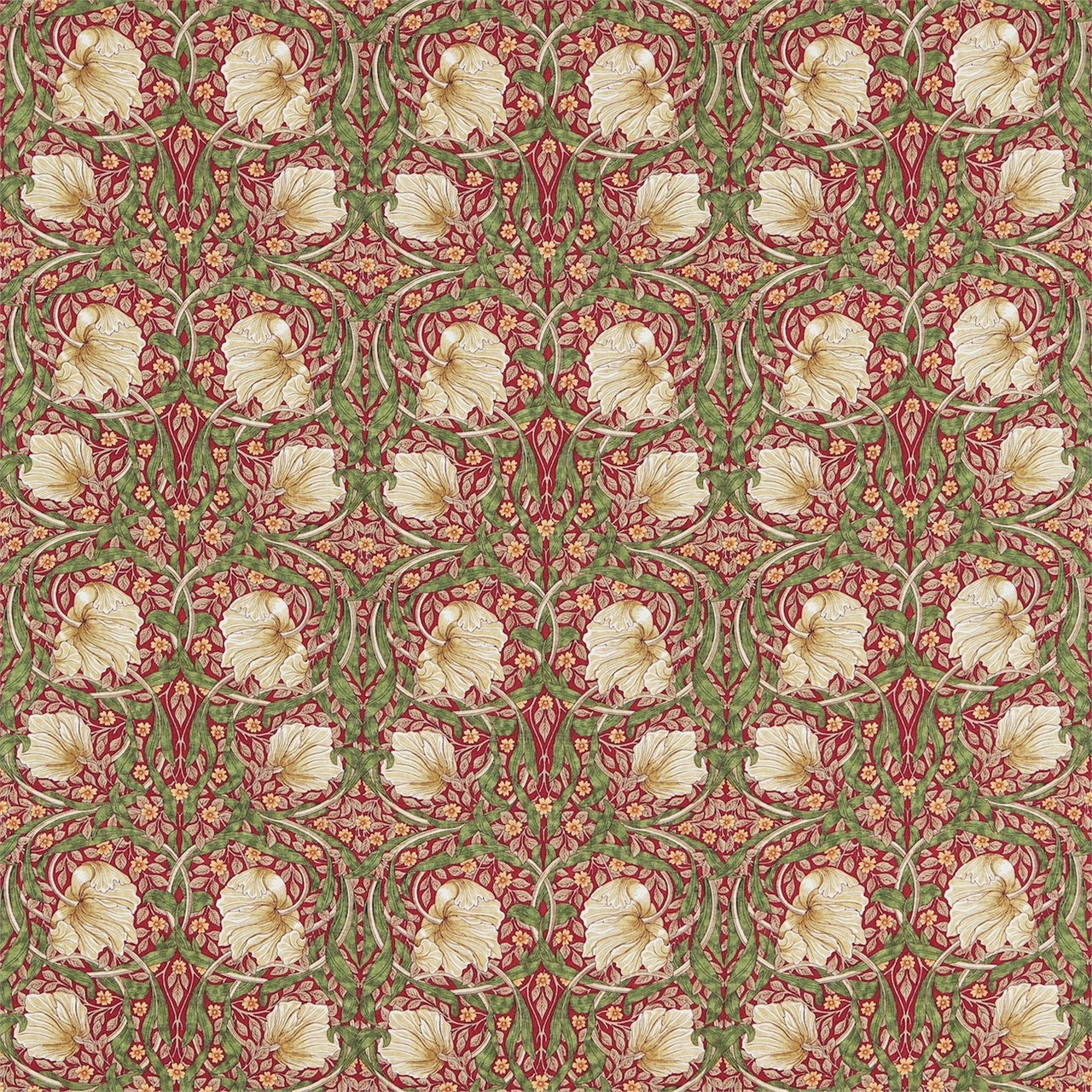 William Morris - Pimpernel Cotton - Red / Thyme Cushion Cover Throw Pillow Designer Home Decor