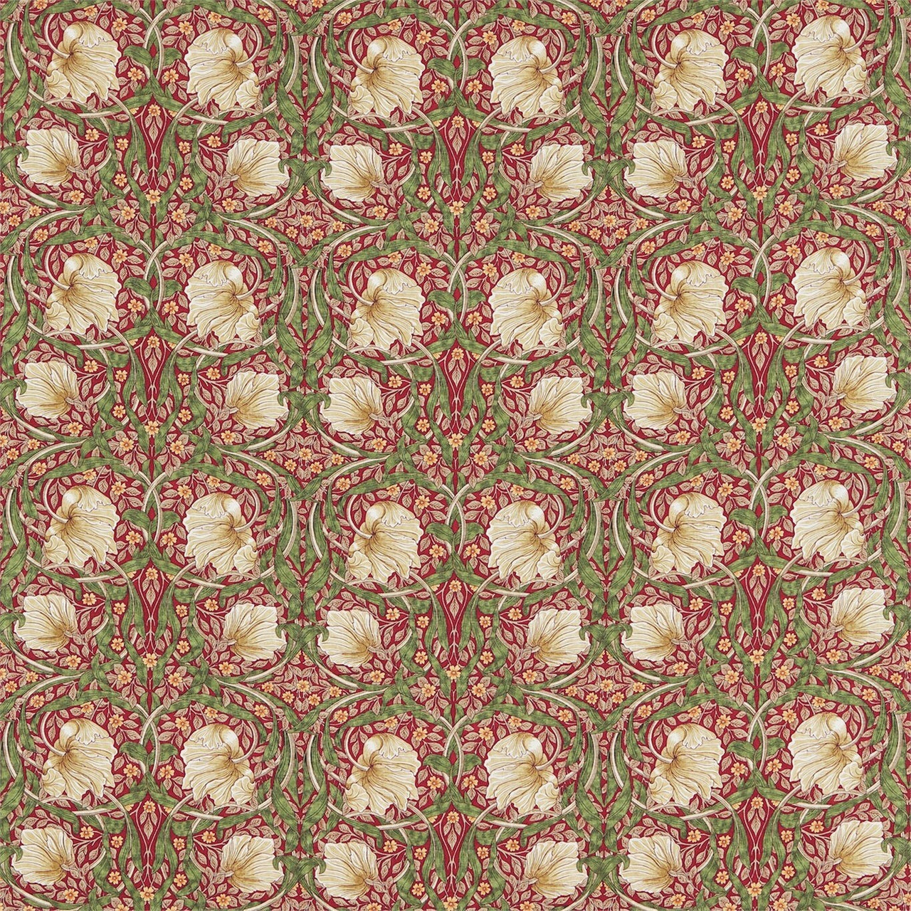 William Morris - Pimpernel Linen - Red / Thyme Cushion Cover Throw Pillow Designer Home Decor