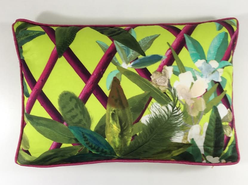 Designers Guild / Christian Lacroix - Canopy - Lime - Contrast Piped Cushion Cover Throw Pillow Designer Home Decor