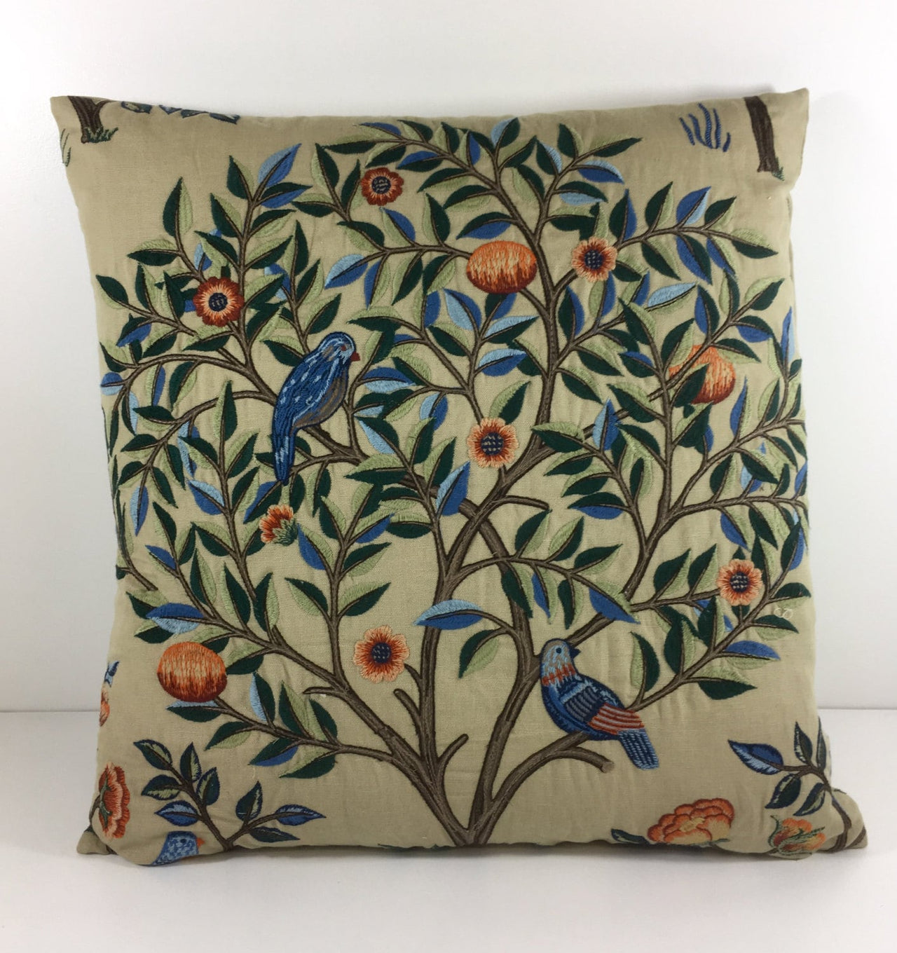 William Morris & Co - Kelmscott Tree Embroidery - Russet / Forest - Classic British Designer Cushion Cover - Luxury Throw Pillow Handmade