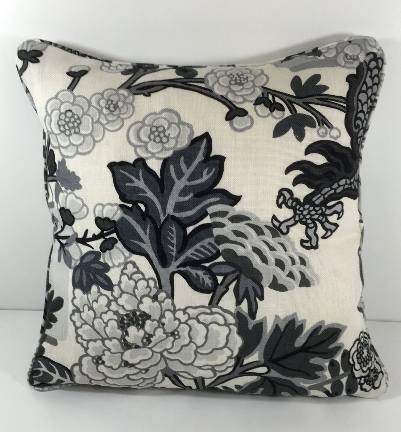 Schumacher - Chiang Mai Dragon - Smoke - Art Deco Chinoiserie Designer Cushion Cover - Handmade Throw Pillow Luxury Home Decor