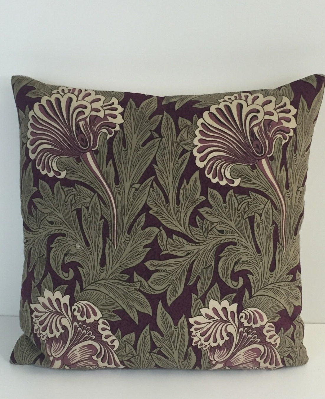 William Morris - Tulip - Heather / Olive - Cushion Cover Throw Pillow Designer Home Decor