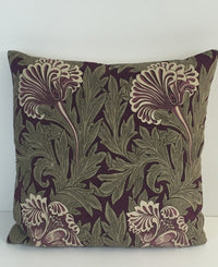 Thumbnail for William Morris - Tulip - Heather / Olive - Cushion Cover Throw Pillow Designer Home Decor