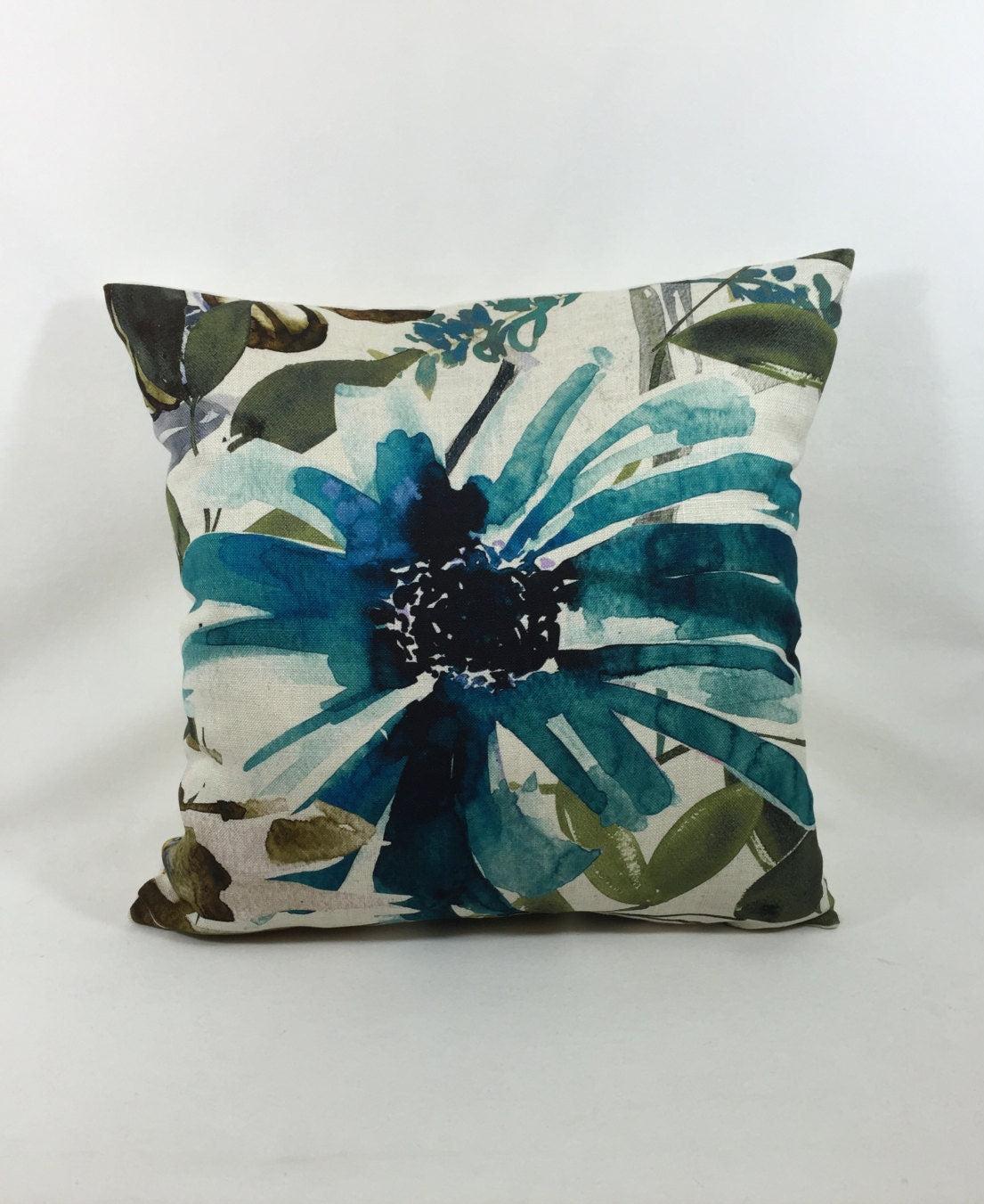 Chivasso Fabric -  Flowers Of Paradise - Teal - 20"x20" - Stunning Cushion Cover Throw Pillow Designer Home Decor