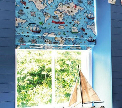 Sanderson Treasure Map Made To Measure Professionally Made Roman Blind.