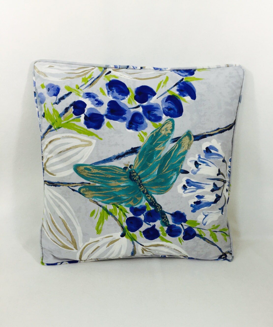 Designers Guild - Kimono Blossom - Delft - Stunning Metallic Effect Cushion Cover Throw Pillow Handmade Designer Home Decor