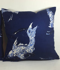 Thumbnail for Ralph Lauren - Koi - Indigo - Stunning Designer Cushion Cover - Handmade Throw Pillow Designer Home Decor