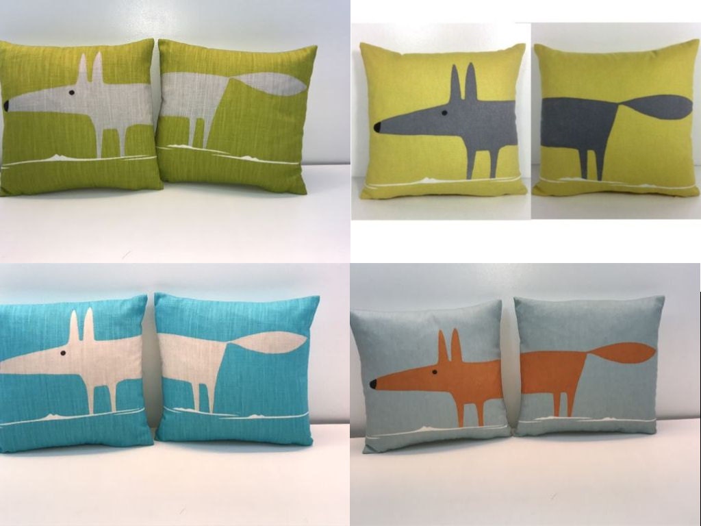 Scion - Mr Fox - Pair of Cushion Covers - Double Sided 12" - Six Colourways Available - Handmade Designer Home Décor