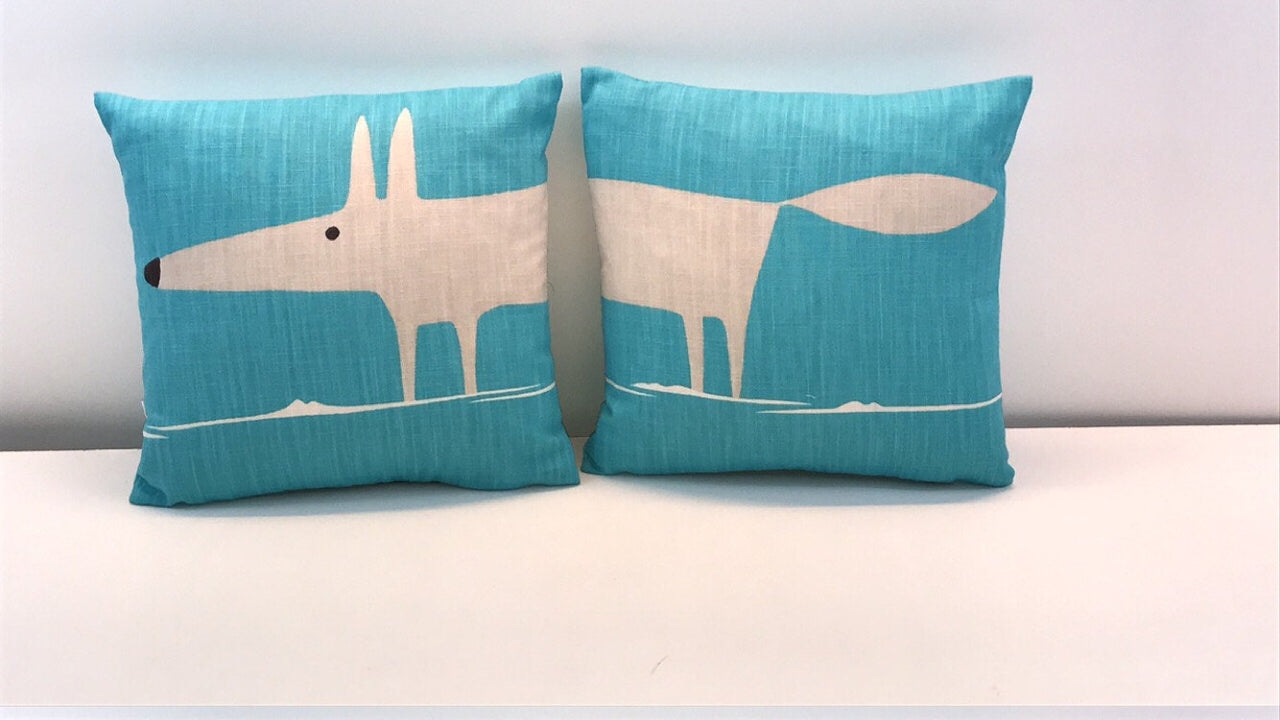 Scion - Mr Fox - Pair of Cushion Covers - Double Sided 12" - Six Colourways Available - Handmade Designer Home Décor