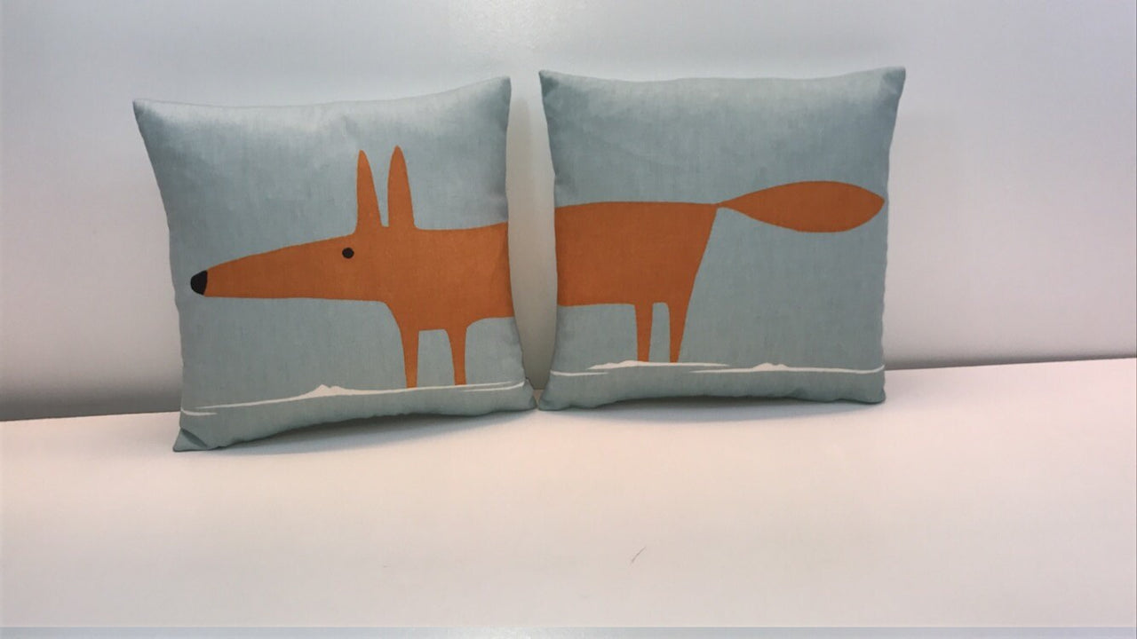 Scion - Mr Fox - Pair of Cushion Covers - Double Sided 12" - Six Colourways Available - Handmade Designer Home Décor