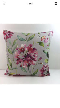 Thumbnail for Voyage - Clovelly - Raspberry / Stone - Stunning Floral Watercolour Cushion Cover - Handmade Throw Pillow - Designer Home Decor