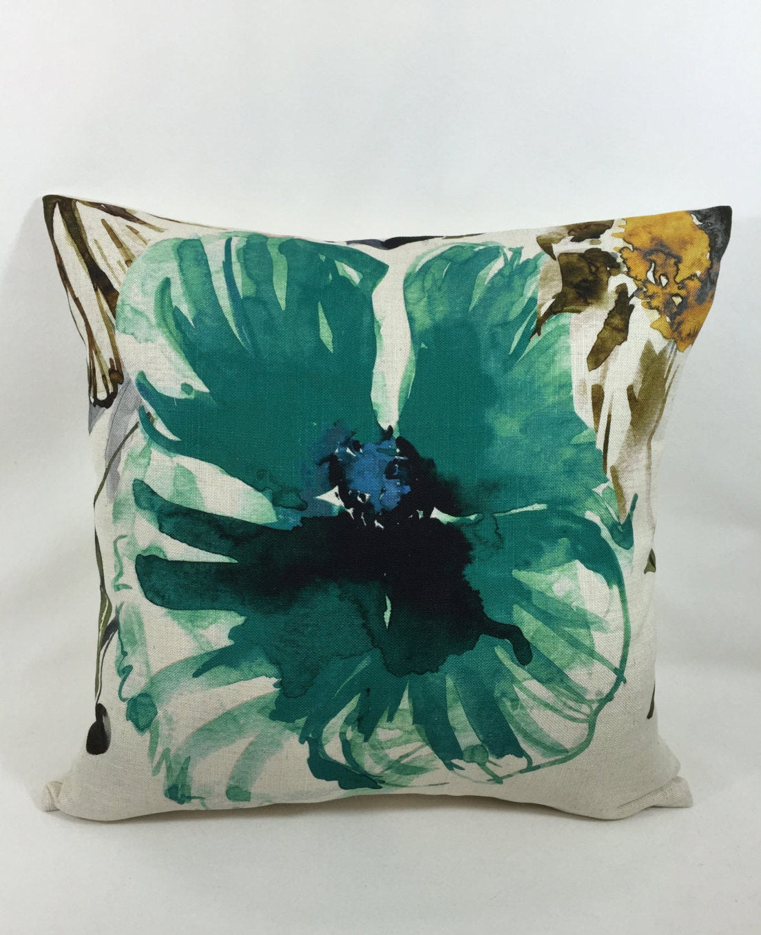 Chivasso Fabric -  Flowers Of Paradise - Teal - 20"x20" - Stunning Cushion Cover Throw Pillow Designer Home Decor