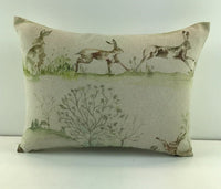 Thumbnail for Voyage - Boxing Hares -  Linen - Cute Rabbit Cushion Cover Throw Pillow Designer Home Decor