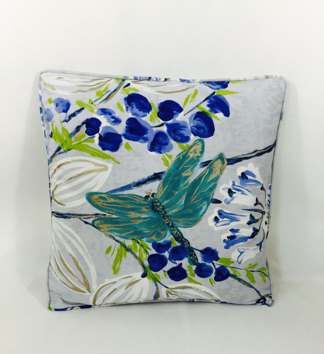 Designers Guild - Kimono Blossom - Delft - Stunning Metallic Effect Cushion Cover Throw Pillow Handmade Designer Home Decor