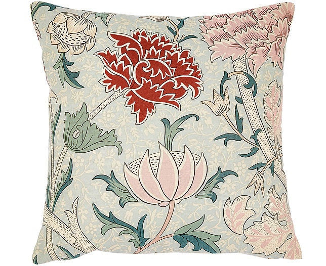 William Morris - Cray - Duckegg / Pink - Cushion Cover Throw Pillow Designer Home Decor