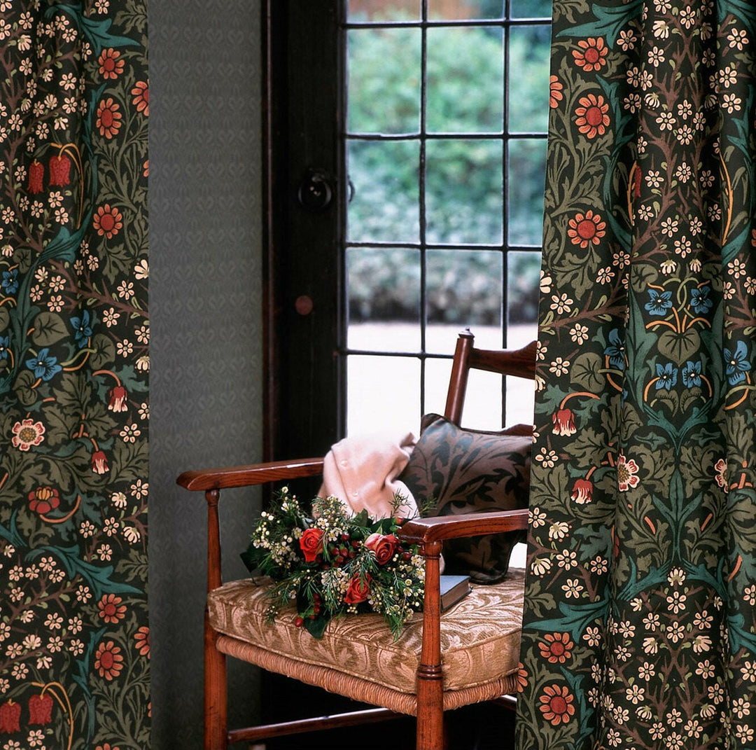 William Morris - Blackthorn - Green -  Made to Measure Curtains Designer Home Decor.
