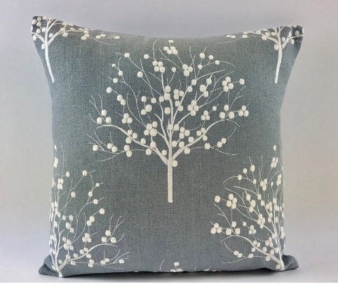 Clarke & Clarke - Bowood - Chambray - Stunning Embroidered Cushion Cover Home Decor Throw Pillow