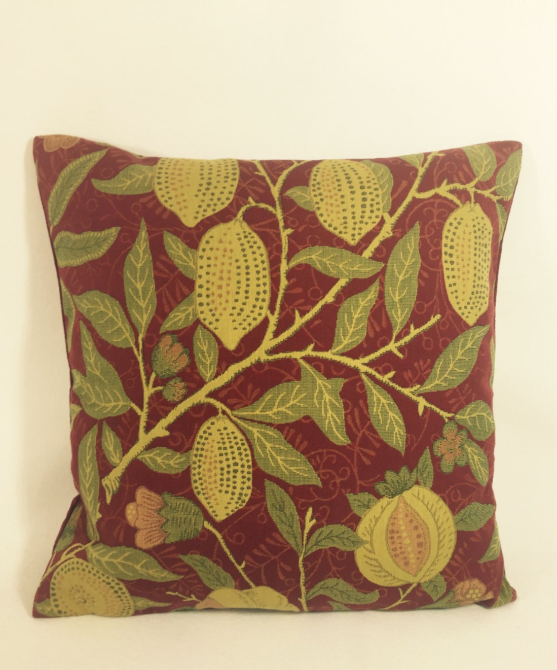 William Morris & Co - Fruit (Weave) -  Crimson / Thyme - Cushion Cover Throw Pillow Designer Home Decor