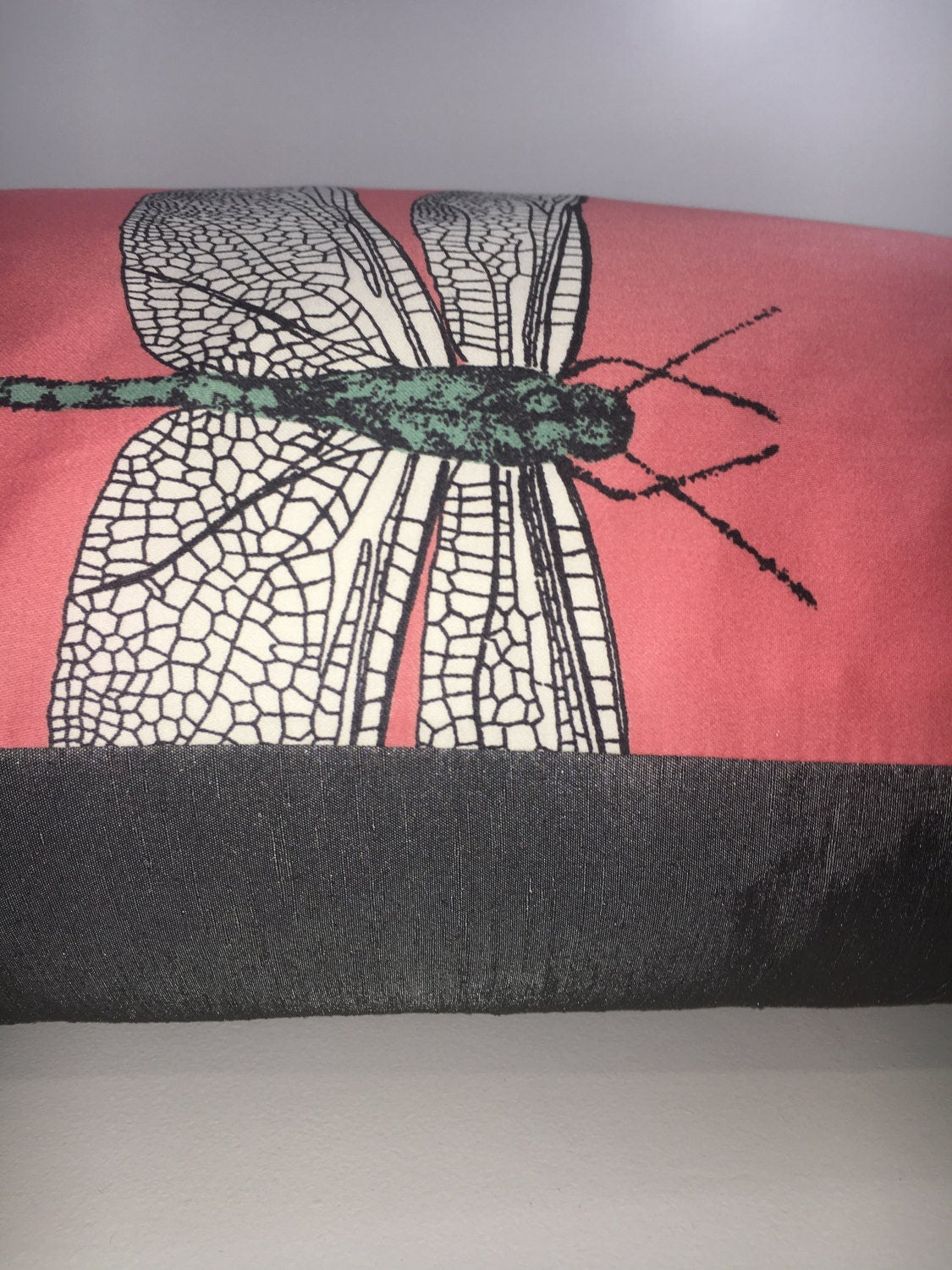 Harlequin - Demoiselle - Coral / Mint - Bold Delicately Drawn Dragonfly Cushion Cover Throw Pillow Designer Home Decor