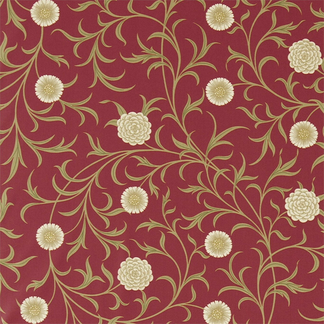 William Morris - Scroll - Raspberry / Olive - Contrast Piped Cushion Cover Throw Pillow Designer Home Decor.
